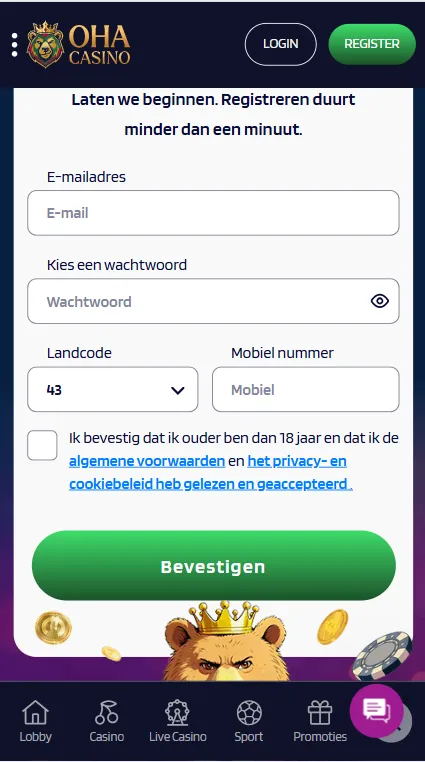 Ohacasino Casino registr